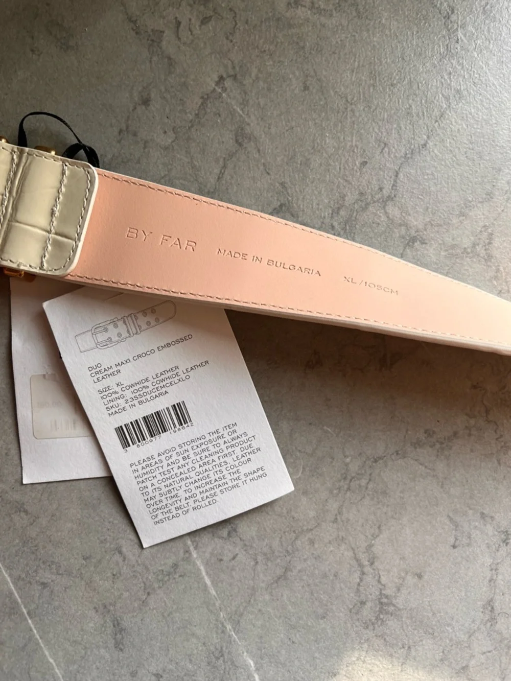 By Far Duo Maxi Croc Embossed Leather Belt